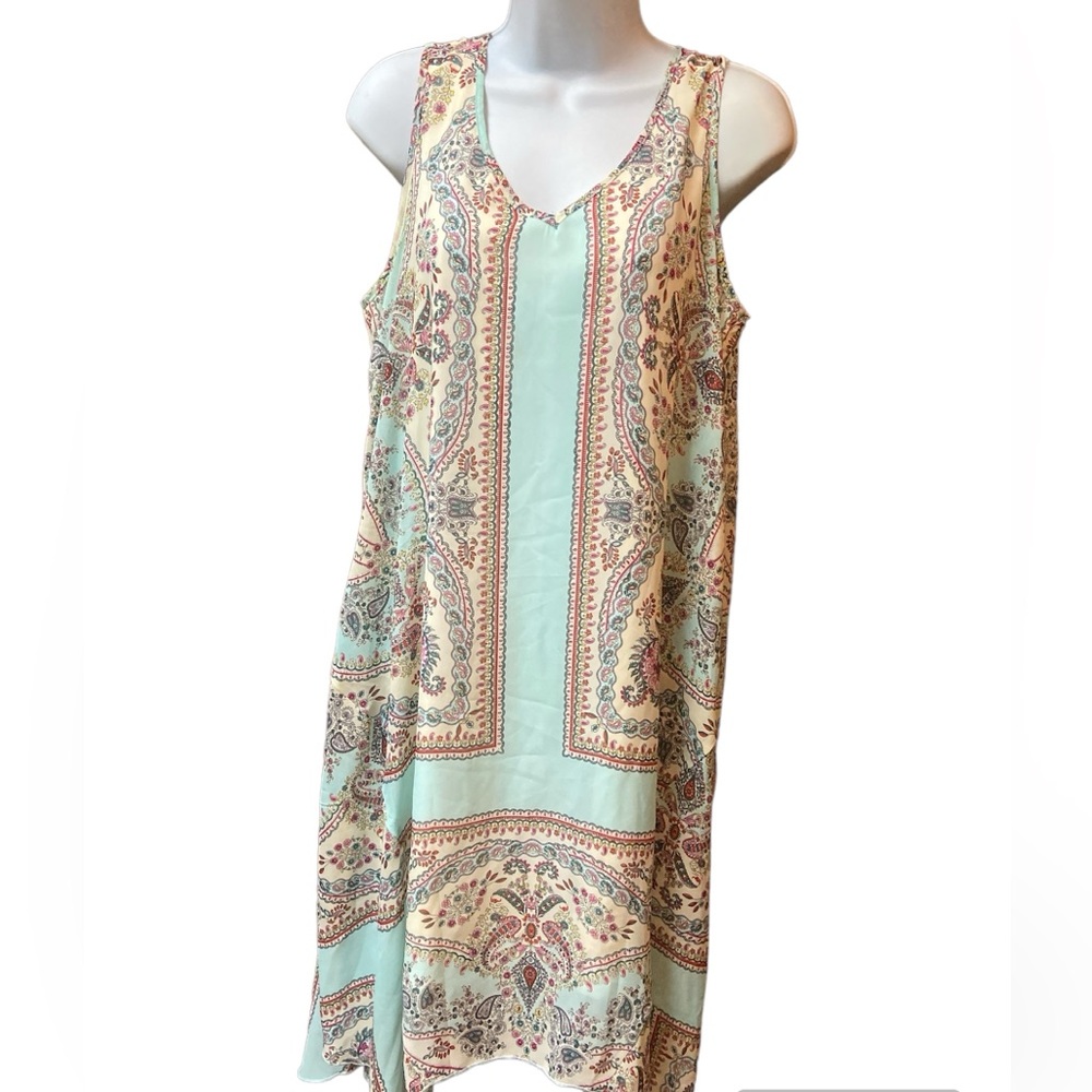 Live and Let Live Womens Large Sleeveless  Boho Dress Chiffon Paisley